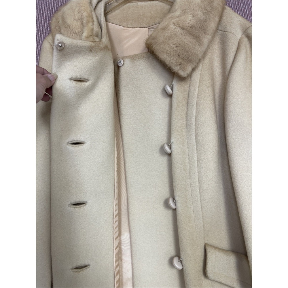 J.J. ODonnell 100% Pure Cashmere Coat Camel Color Fur Collar VTG  Dbl Breasted - Picture 4 of 10